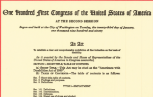 A decorative screenshot of the beginning of the Americans with Disabilities Act.